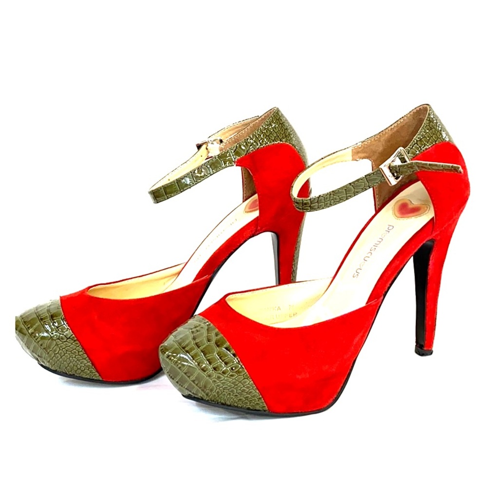 Promiscuous Red Suede Platform Ankle Strap Shoes